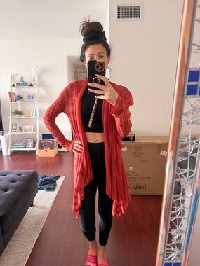 Forever 21 Coral Open-Front Cardigan